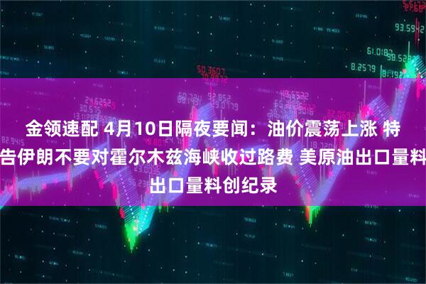 金领速配 4月10日隔夜要闻：油价震荡上涨 特朗普警告伊朗不要对霍尔木兹海峡收过路费 美原油出口量料创纪录